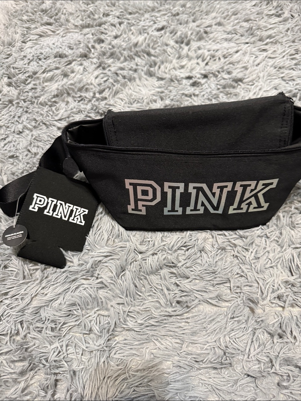 PINK Victoria's Secret Black cooler with coozie